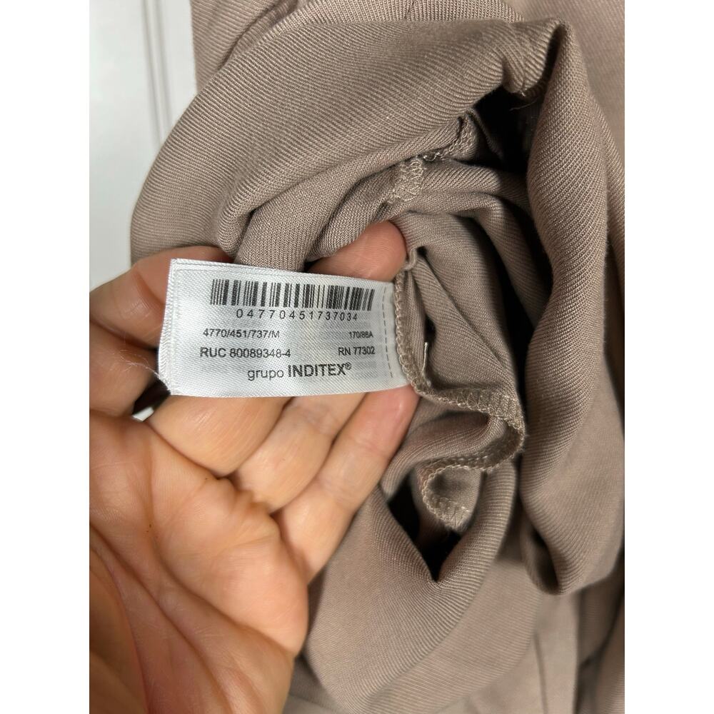 ZARA compound wrab jumpsuit wide legs sleeveless cotton beige women’s Sz M NWOT - Picture 10 of 13
